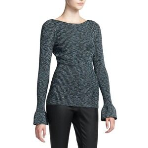 Theory Women's Boat-Neck Cabled Print Ribbed Pullover Sweater Size S NWOT